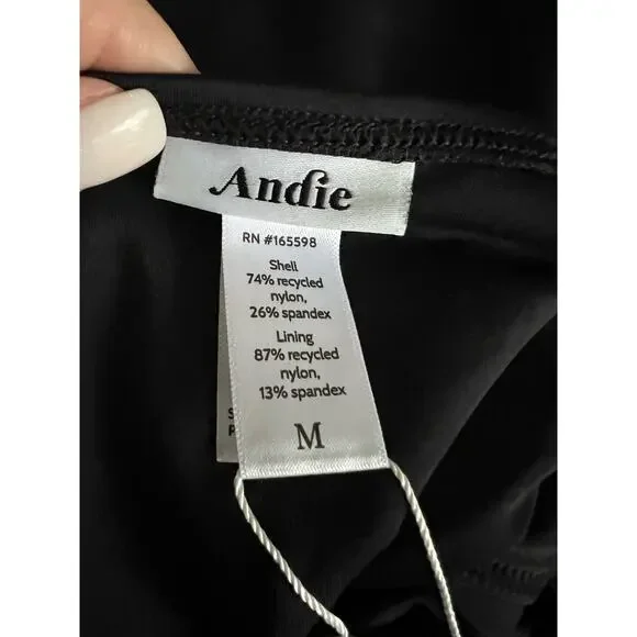 NWT Andie Women's The Amalfi Classic One Piece AO204 Smooth Swimsuit Black SZ M - Picture 9 of 13